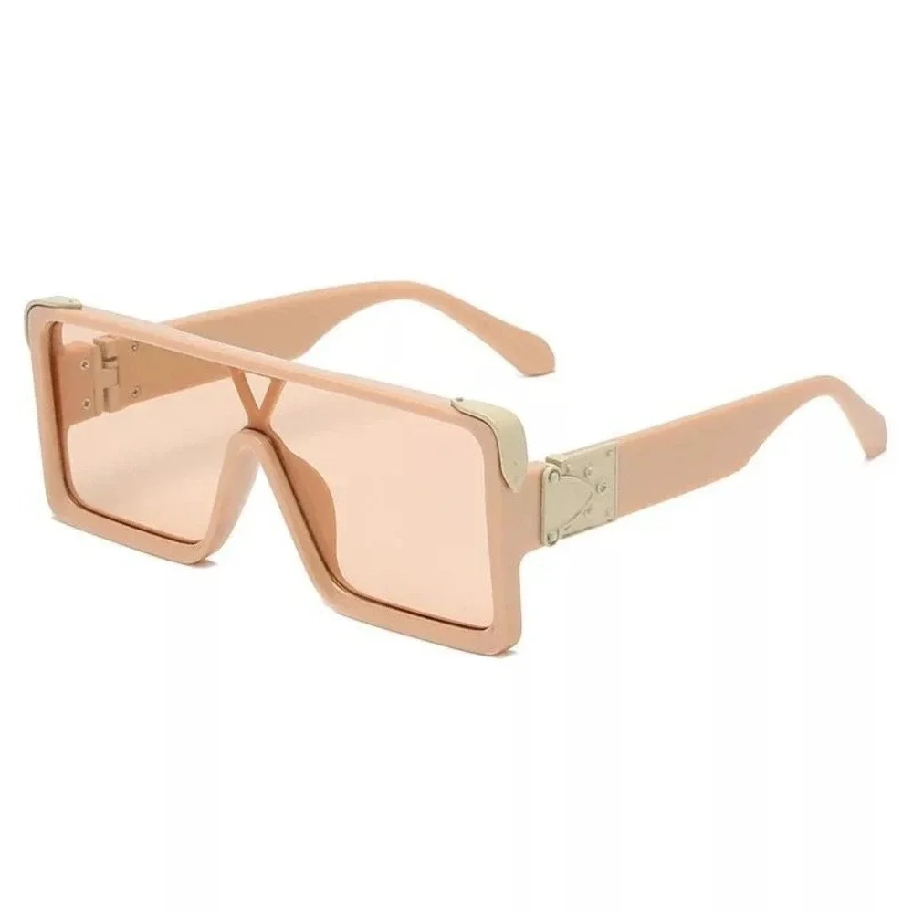 Oversized Square Sunglasses Fashion Beige Frame Unisex Beach Trendy Lentes Gafas